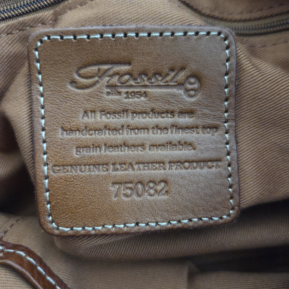 Vintage Fossil Patchwork Leather Shoulder Bag in Warm Tones - Picture 13 of 15